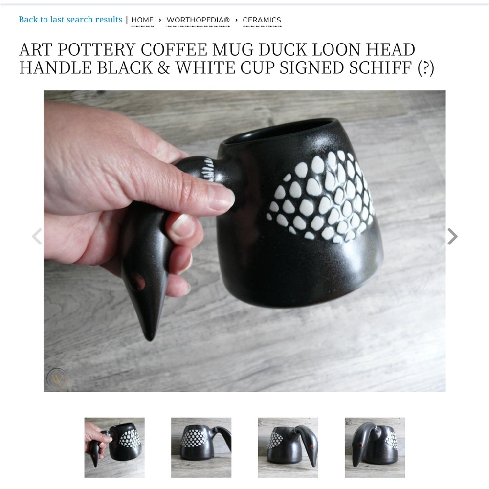 Black & White Duck Head Handle Ceramic Coffee Mug